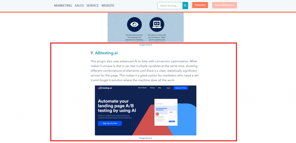 A/B testing tools are being featured on Hubspot.