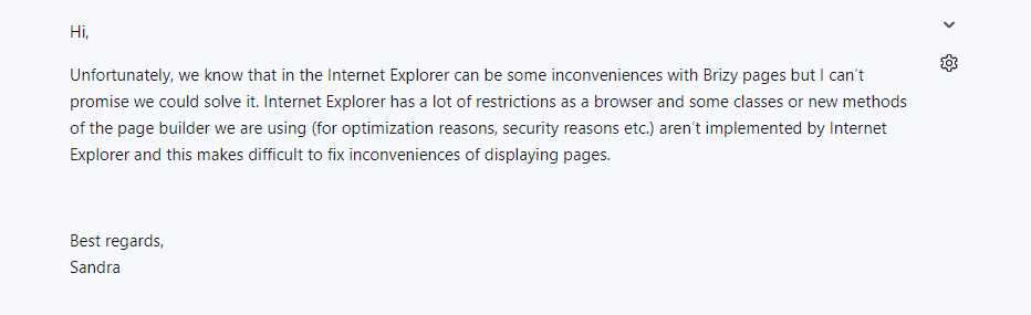 Brizy does not support Internet Explorer.