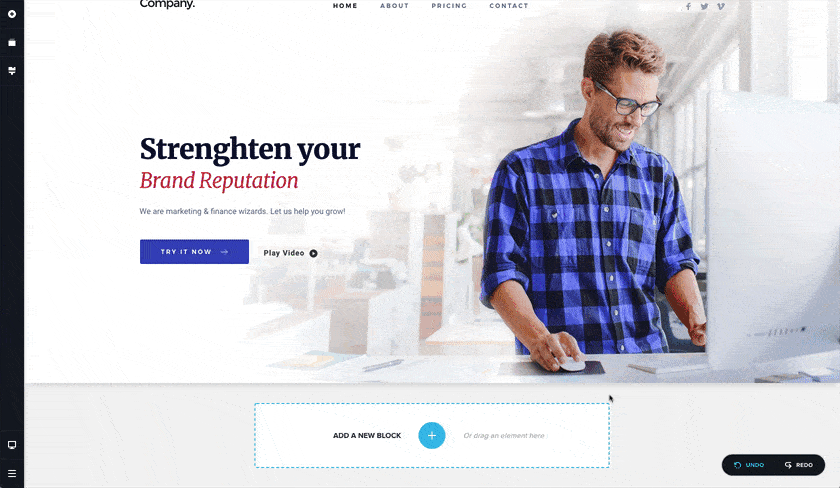 Landing page made with WordPress page builder "Brizy".