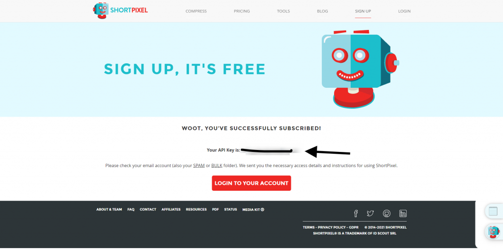 API key for ShortPixel is now available.