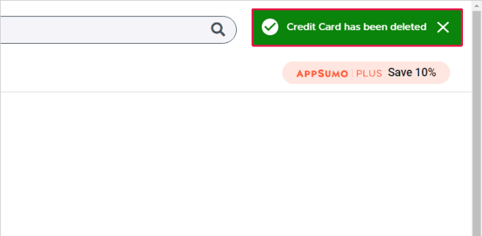 AppSumo Payment information deletion completed