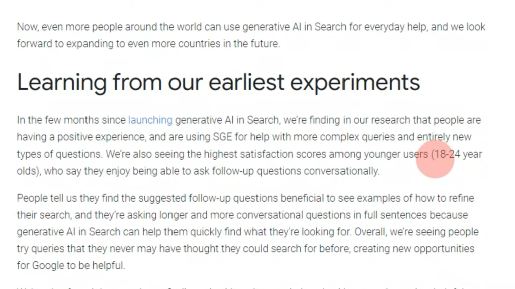 sgeは評判がいいのか。使いやすいのか。精製AIによる回答は役立つのかを調査したGoogleの公式結果が発表されています。