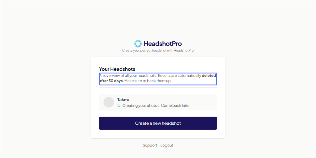 Wait about 2 hours and the AI avatar image will be created by HeadshotPro.