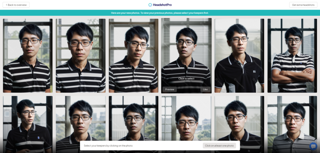 HeadshotProで作られたAI写真はどれも品質が高く自分と似ているものばかりが生成されるので安心です。