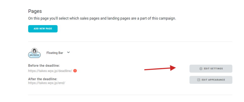 To edit a Deadline Funnel or copy the code for embedding, first go to your account page and click on Edit Setting.