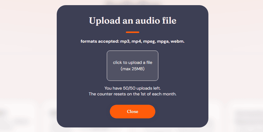 AudioPen에서는 음성 파일 업로드도 가능하며, 음성뿐만 아니라 MP 4 파일도 지원합니다.