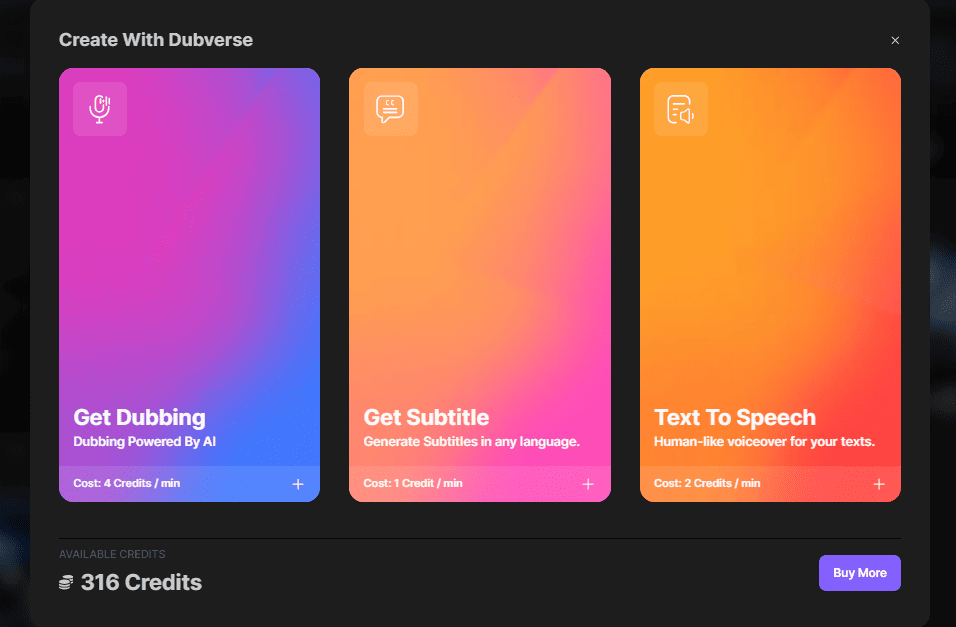 If you want Dubverse AI to dub over your video, choose DUB.