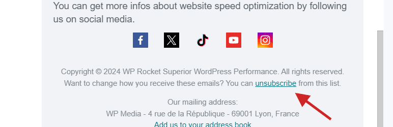 How to cancel and cancel WP Rocket's email newsletter explained.