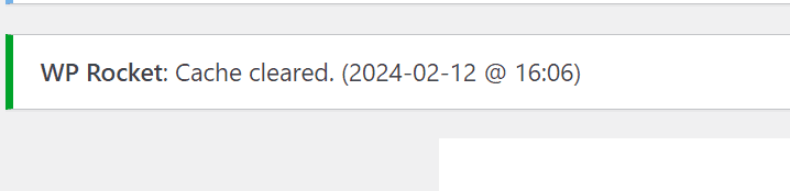 WP Rocket에서 캐시를 삭제한 후 표시되는 항목에서