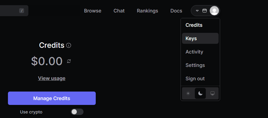 Set Keys in OpenRouter.